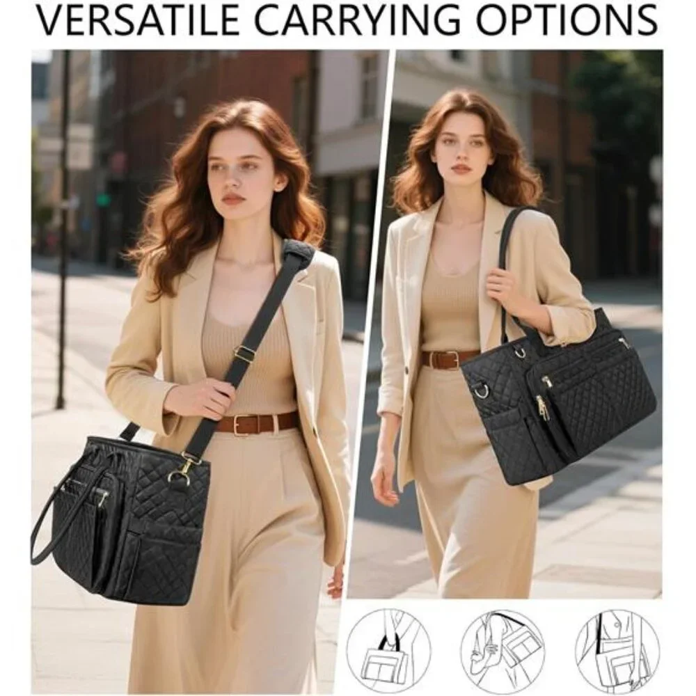 Teacher Bags for Women 15.6 inch Laptop Work Tote Bag Quilted Nurse Bag